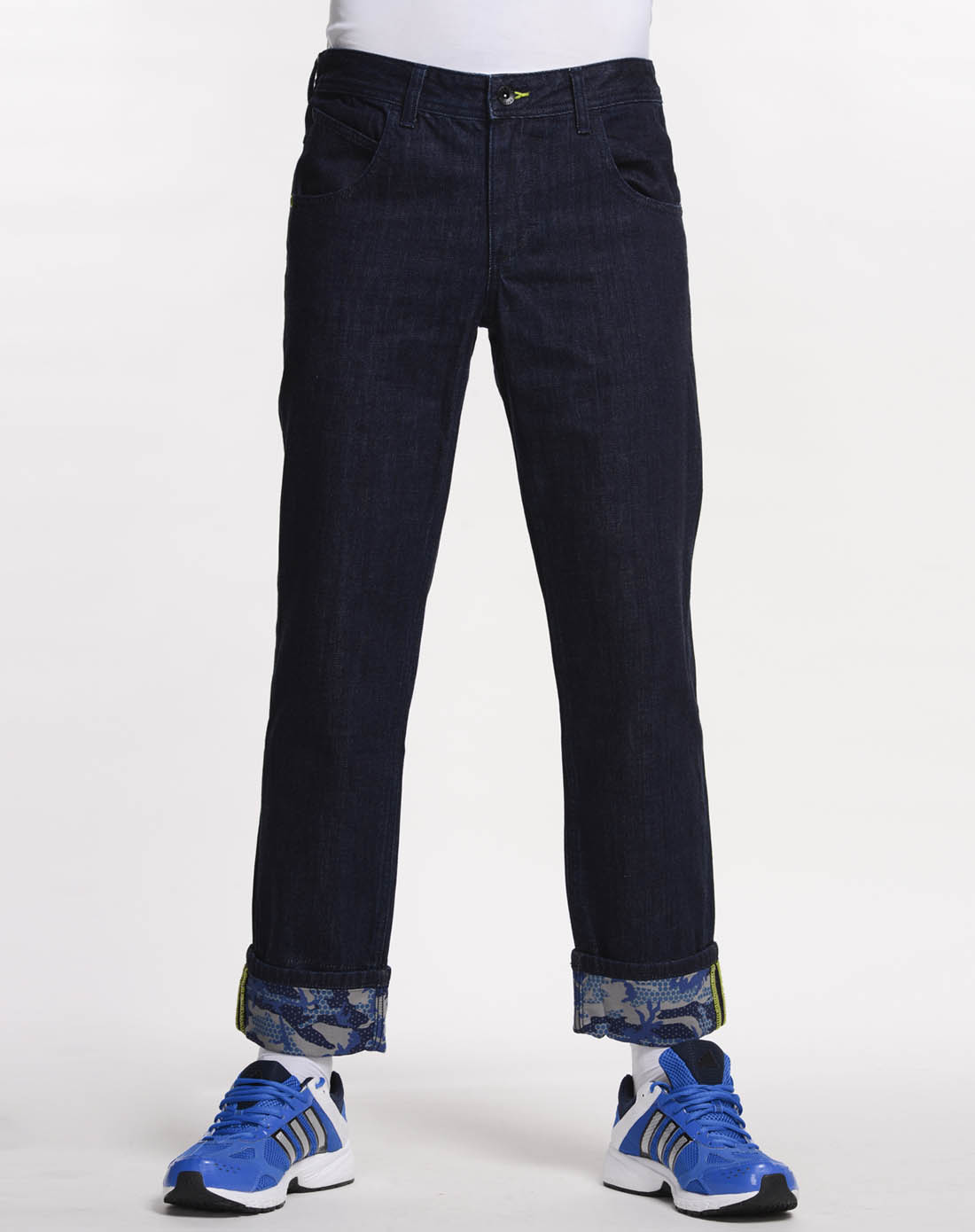 阿迪达斯adidas男子蓝黑色牛仔裤X58722