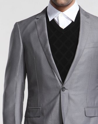 男款优雅绅士单扣时尚西服银灰色