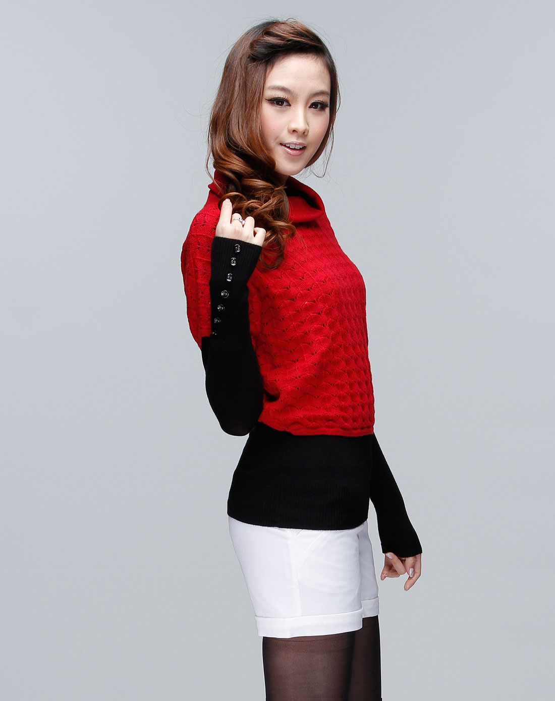 领针织<em>短袖毛衣</em>两件套