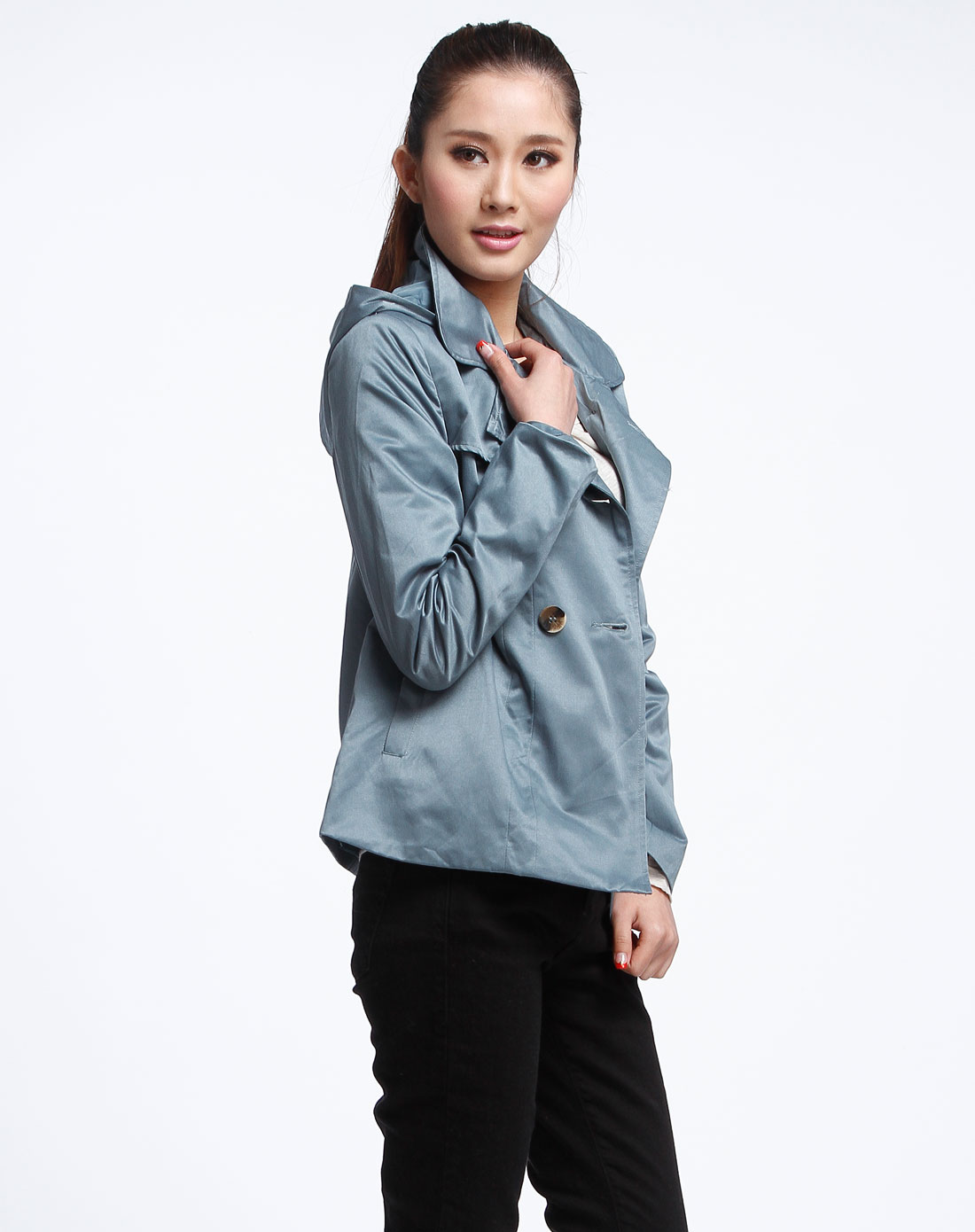 女款靛蓝色休闲外套000
