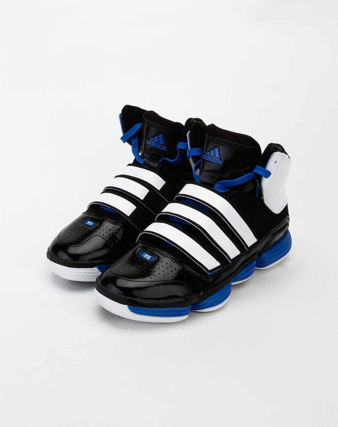 阿迪达斯adidas男装专场-男款黑/白/蓝色时尚魔术贴篮球鞋