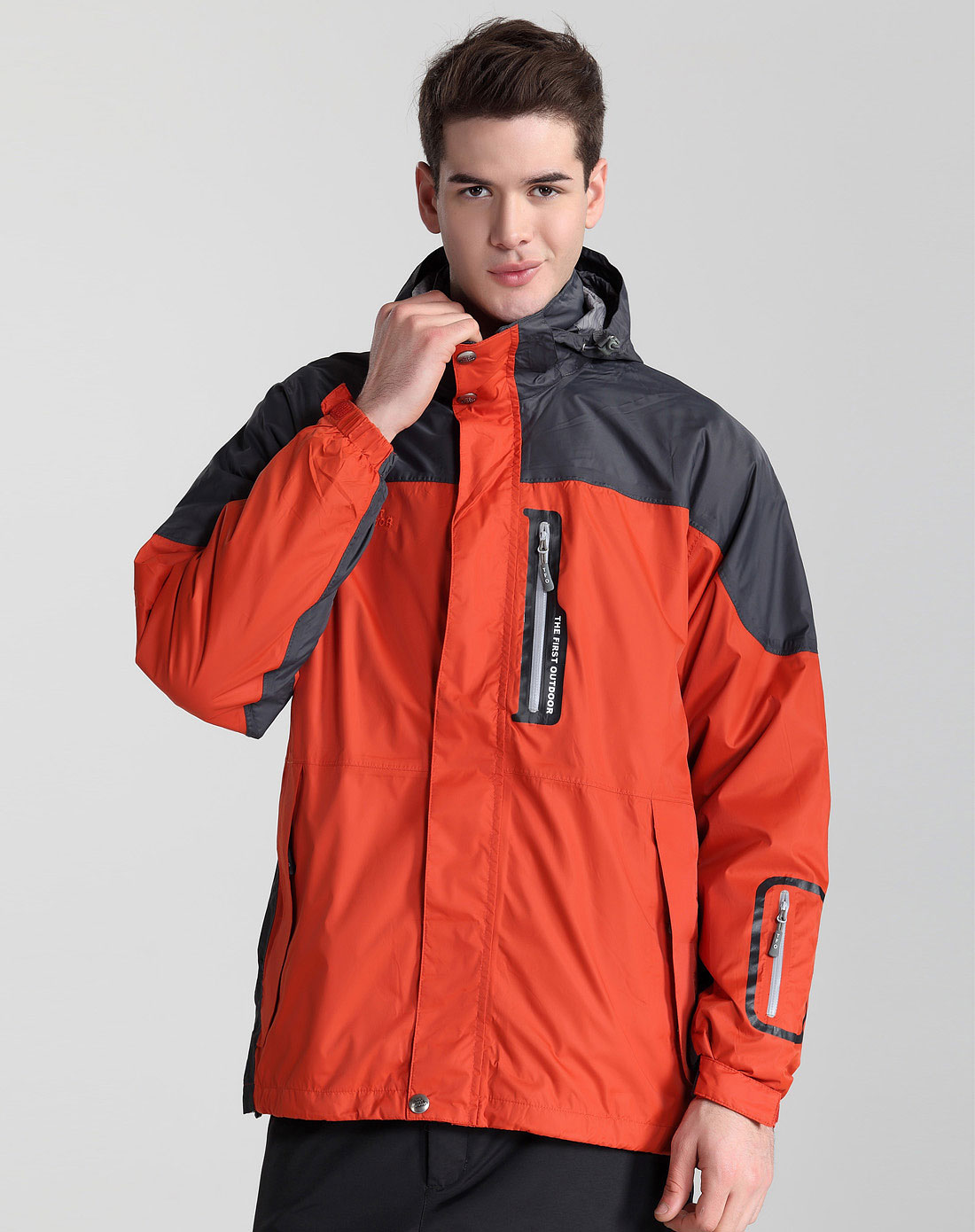 探路者冲锋衣男三合一可拆卸外套加绒加厚户外防雨防风登山服外套