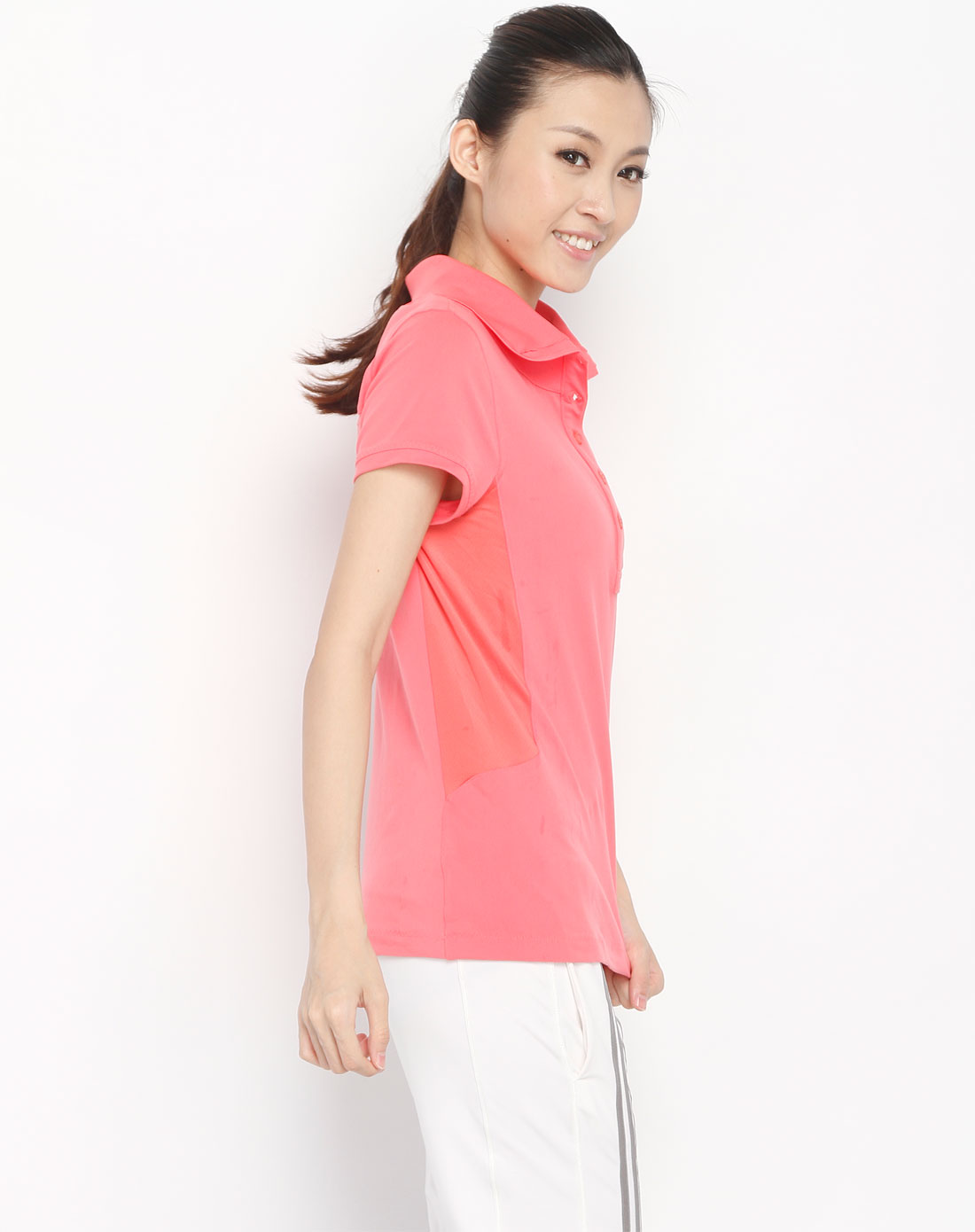 女款粉红色运动精英短袖polo