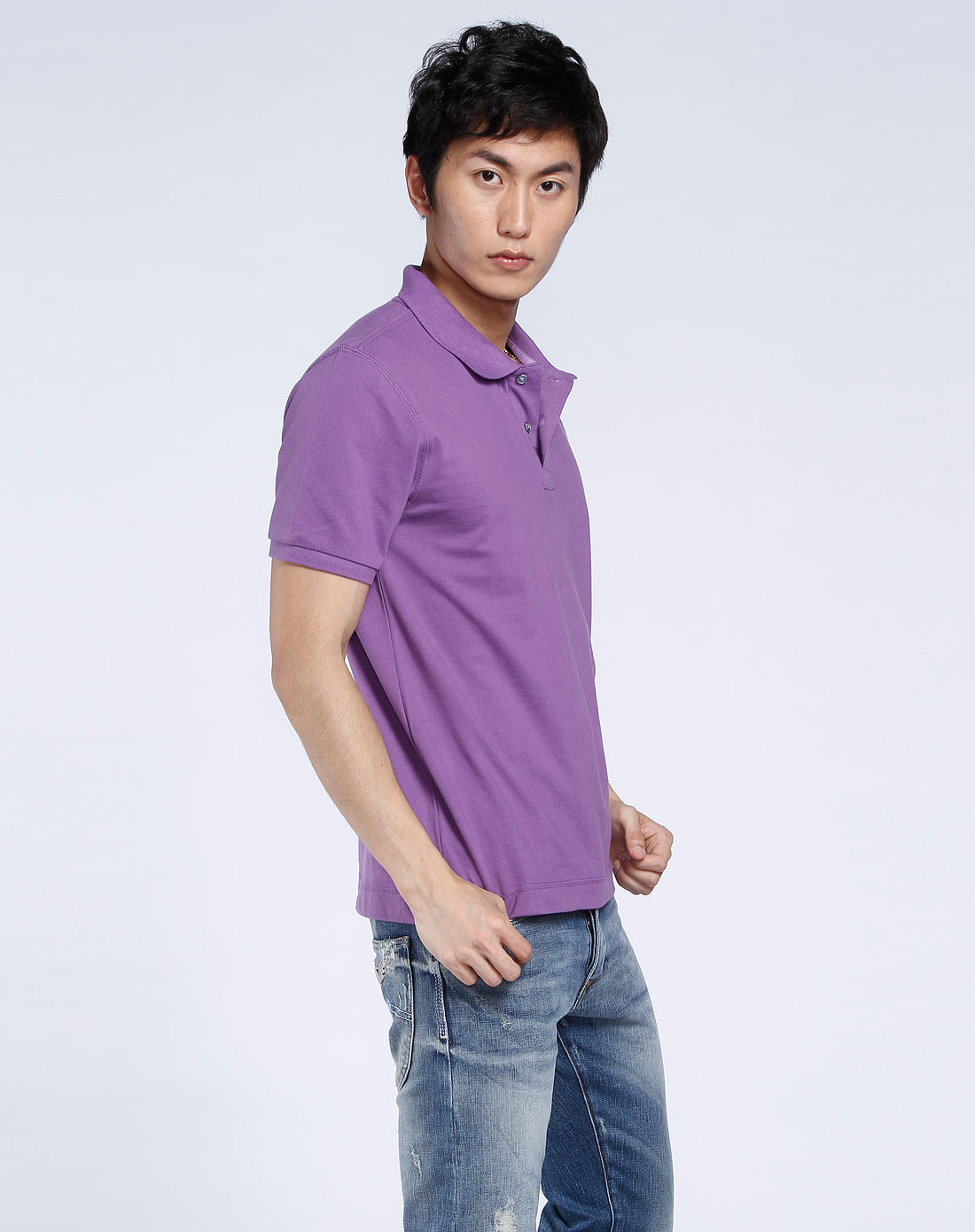 男款紫色短袖polo衫