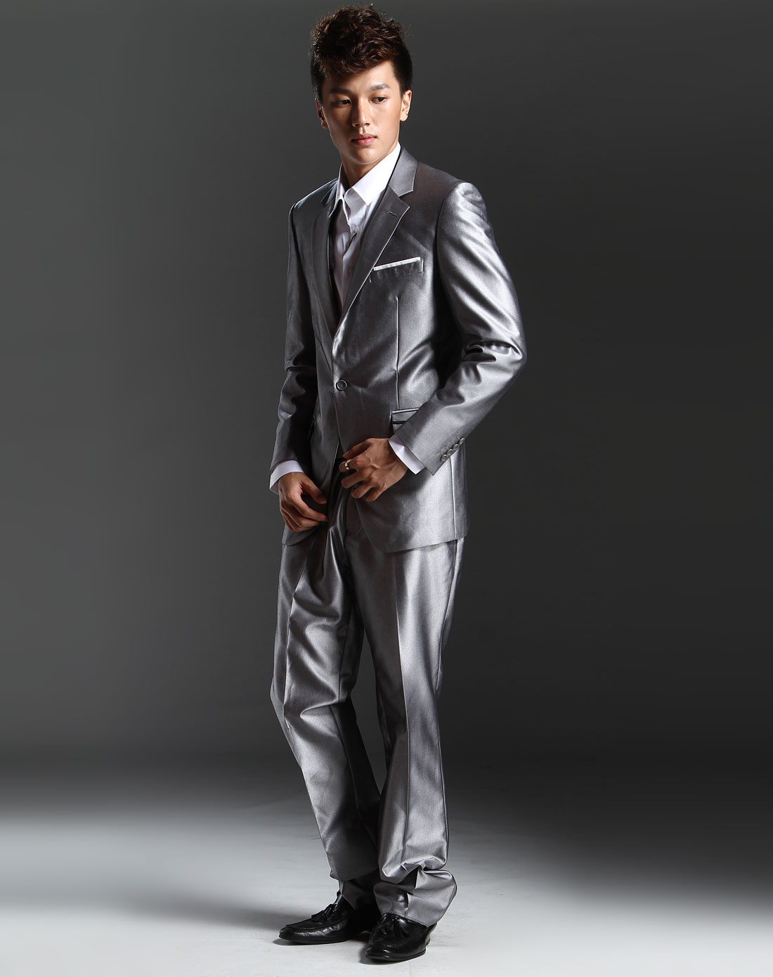 利郎l2 商务修身西服结婚礼服银灰色西装