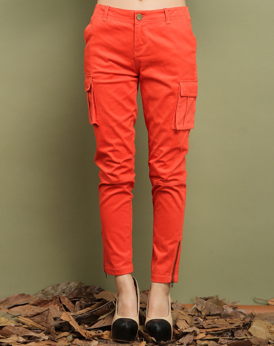 klein plus  橘红色时尚长裤