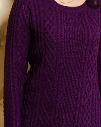 紫色桂花针套衫毛衣