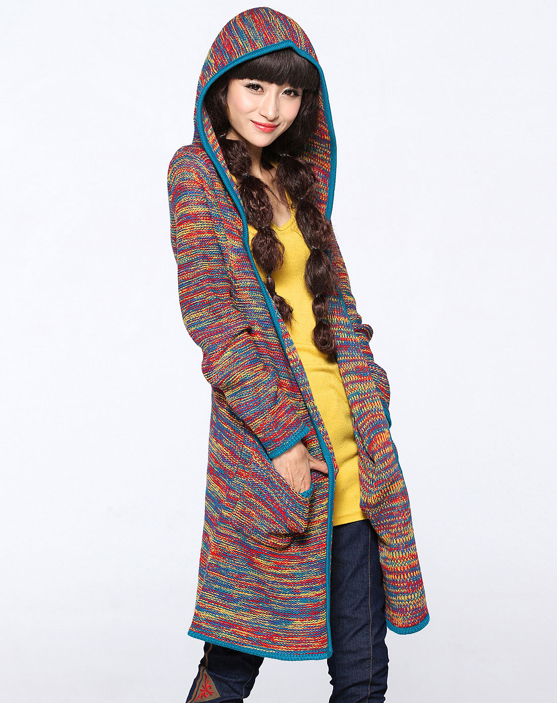 裂帛<em>彩色</em>长款<em>毛衣外套</em>231600361301