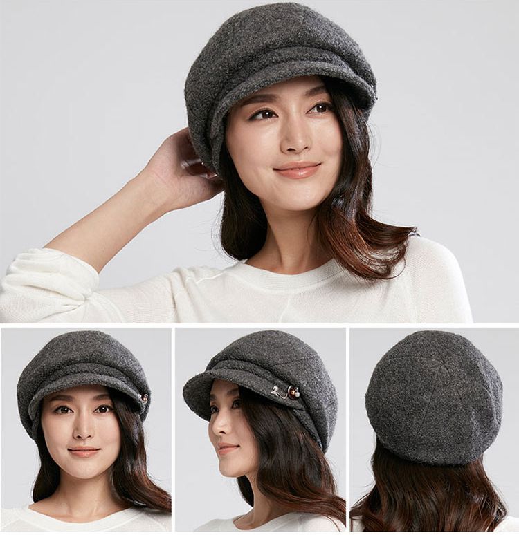 商品名称: 乐为 高档女士羊毛混纺链花淑女帽 商品分类: 女款帽子