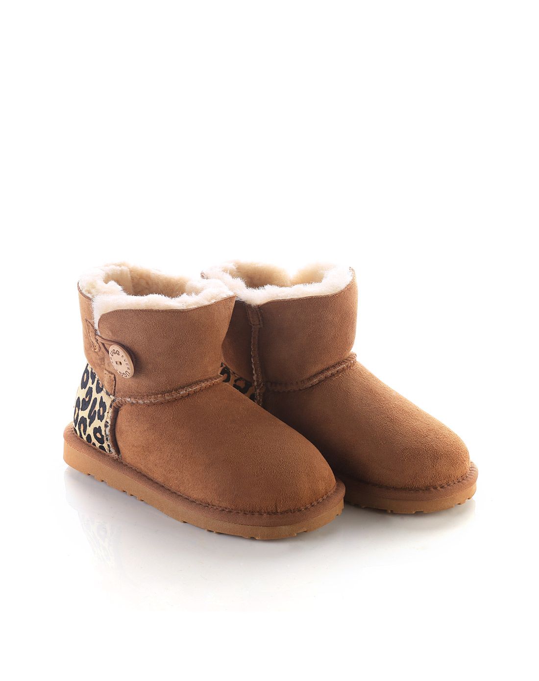 ugg eversheepskins ever kids mini button leopard栗色木扣豹纹儿童