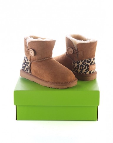 ugg eversheepskins ever kids mini button leopard栗色木扣豹纹儿童