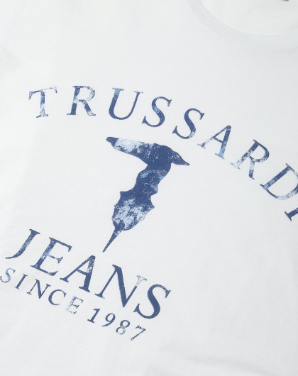 trussardi jeans男款logo印花纯棉圆领t恤