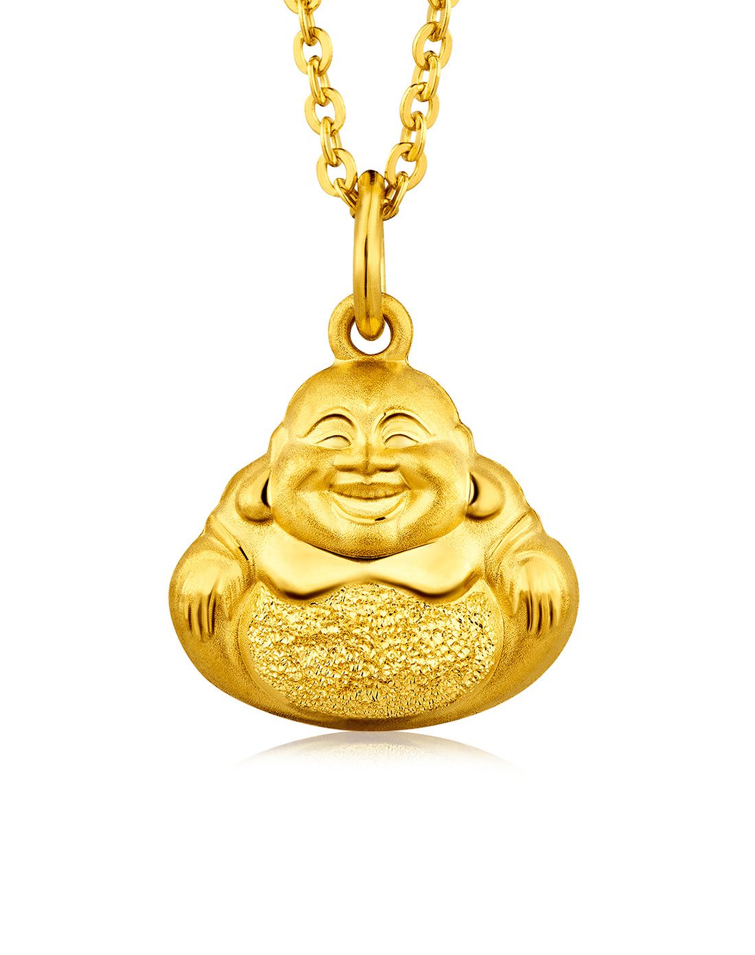 六福 足金笑口常开弥勒佛黄金吊坠(不含项链)
