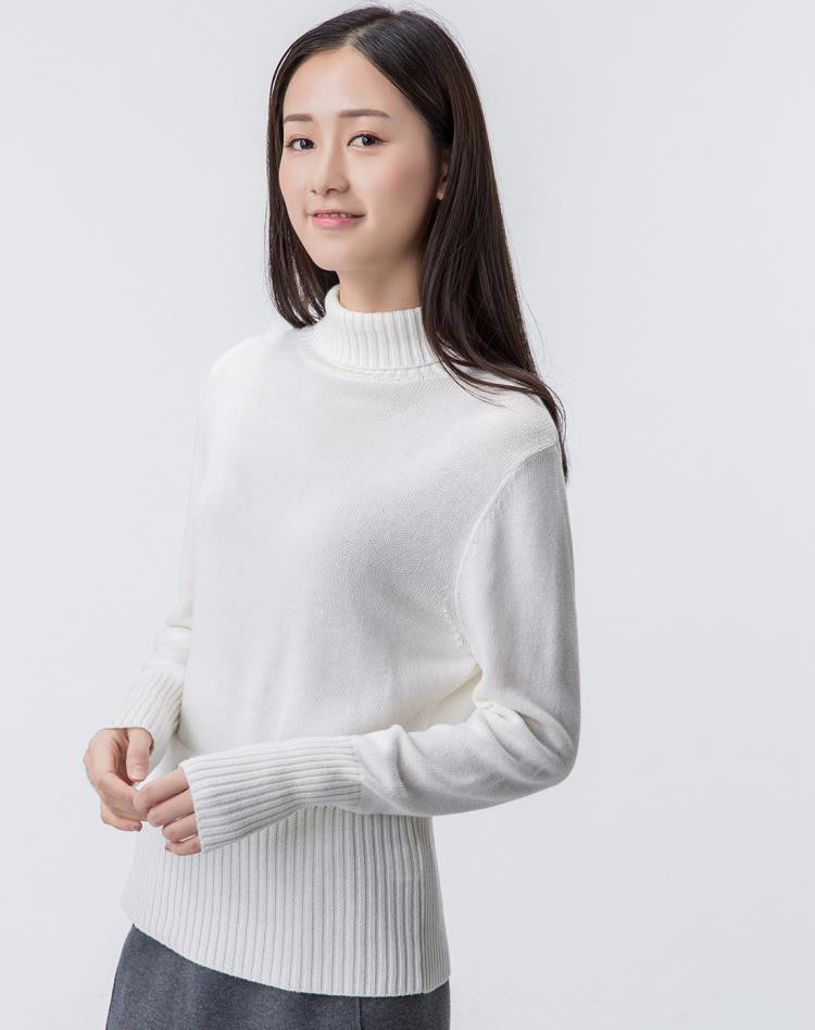 detail 品牌名称: 茵曼 商品名称: 白色拼接高领套头毛衣 材质: 面料