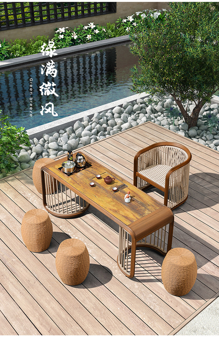 新中式茶桌椅组合禅意茶室阳台日式茶台户外功夫茶几泡茶喝茶茶桌
