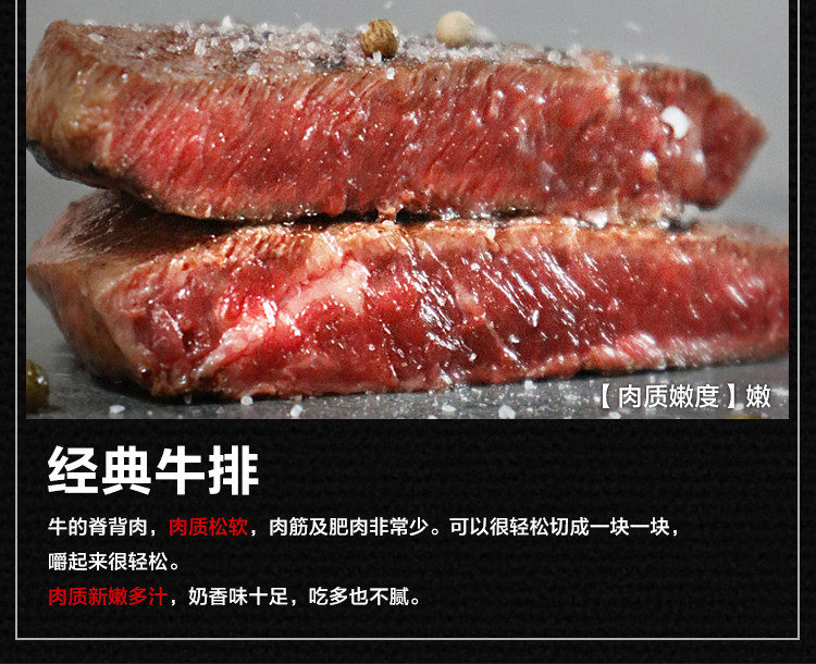 调味原切牛排牛扒-菲力西冷儿童牛排沙朗肉眼牛小排