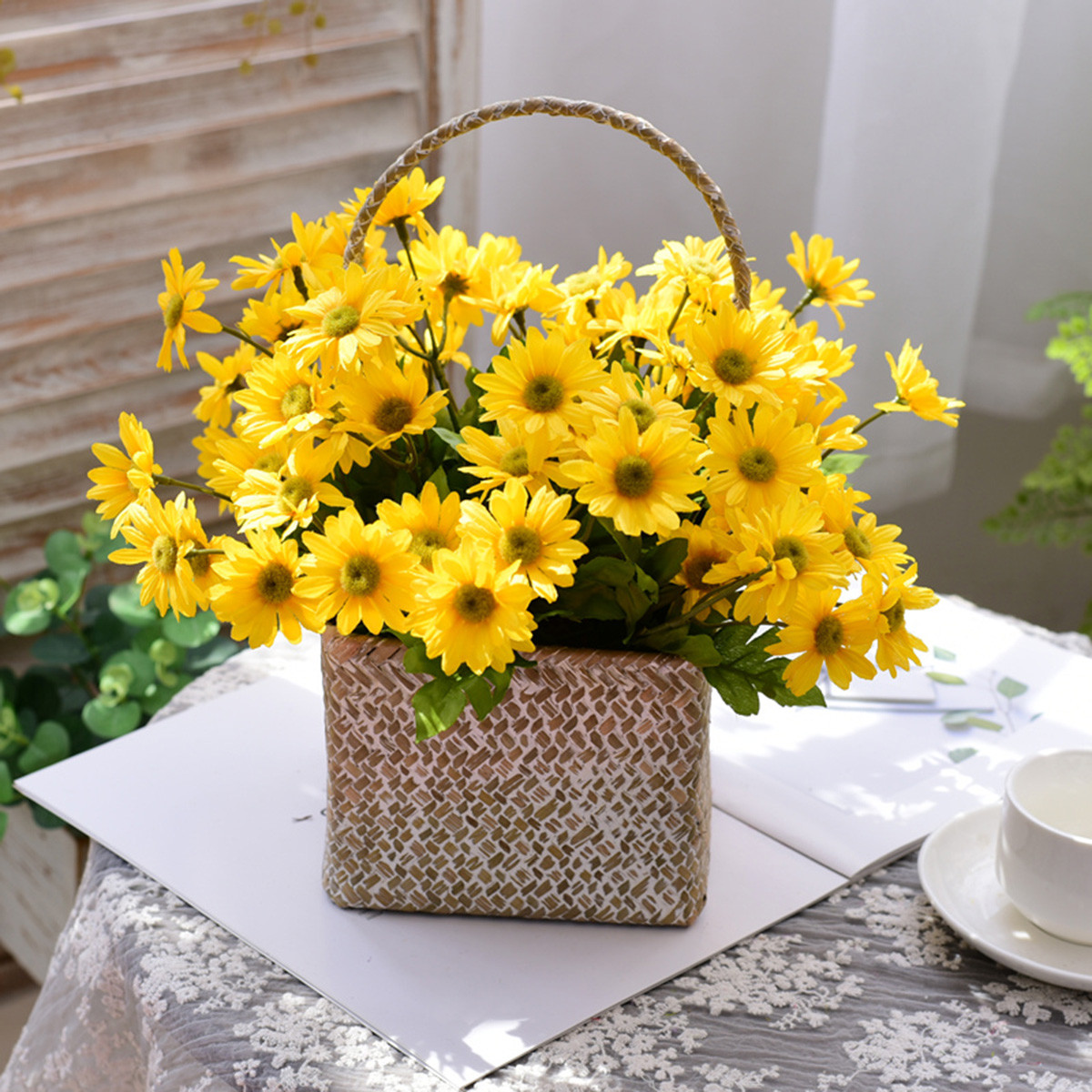 小雏菊仿真花假花客厅装饰餐桌花摆件绢花干花花束花瓶插花摆设