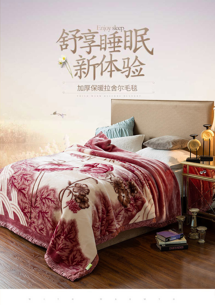 雅鹿家纺 秋冬雕花毛毯双层加厚拉舍尔毛毯被子冬季毯子珊瑚绒法兰绒