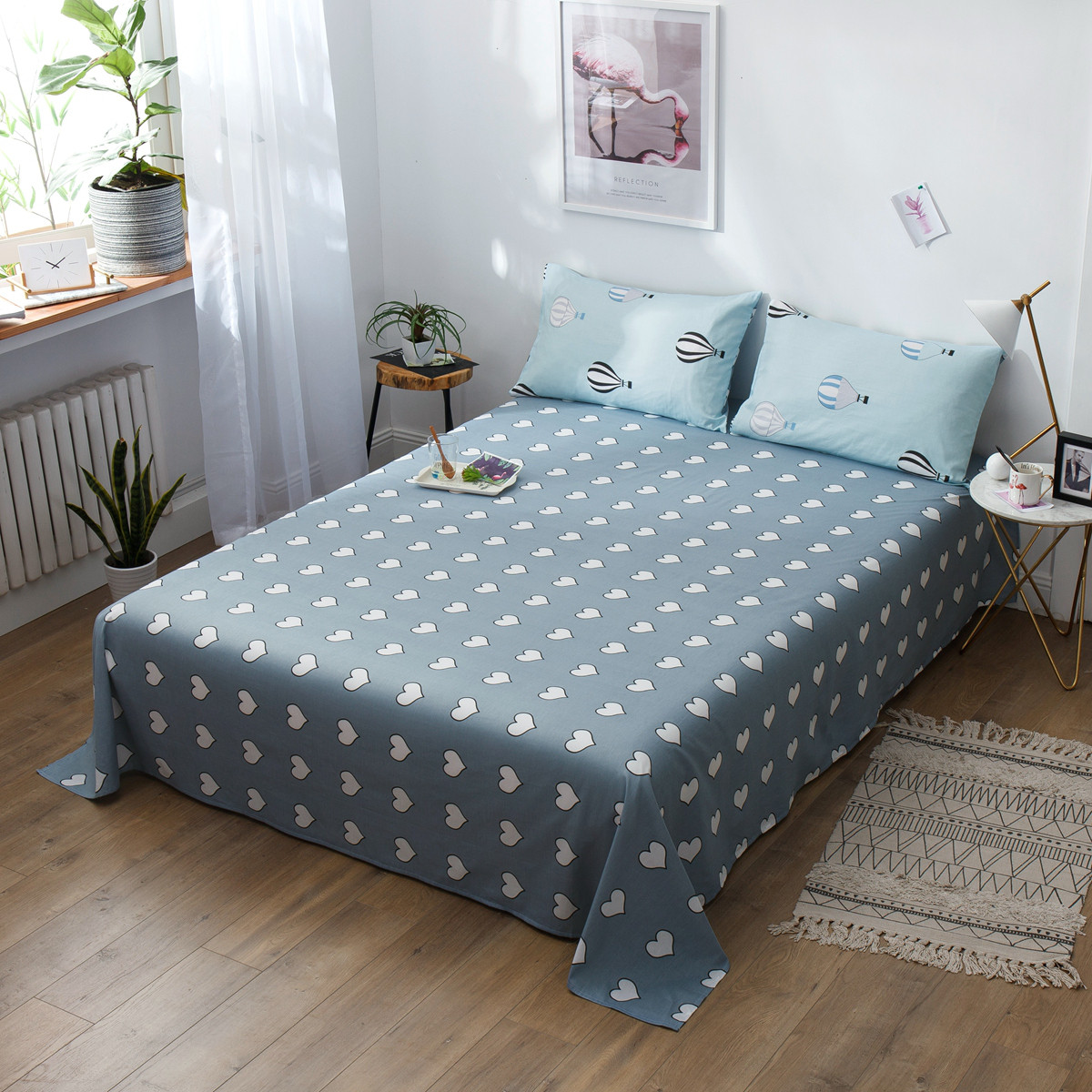 雅鹿小清新全棉床单单件双人床1.8米2米纯棉床单单品