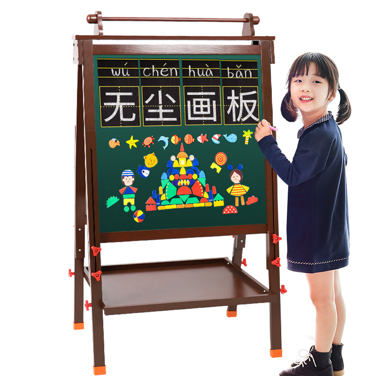 小盆友大号儿童画板画架幼儿园粉笔小黑板支架式挂式教学写字白板