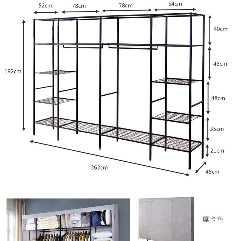 简易衣柜成人全铁架衣橱储物架布艺单人布柜组装简约现代经济型