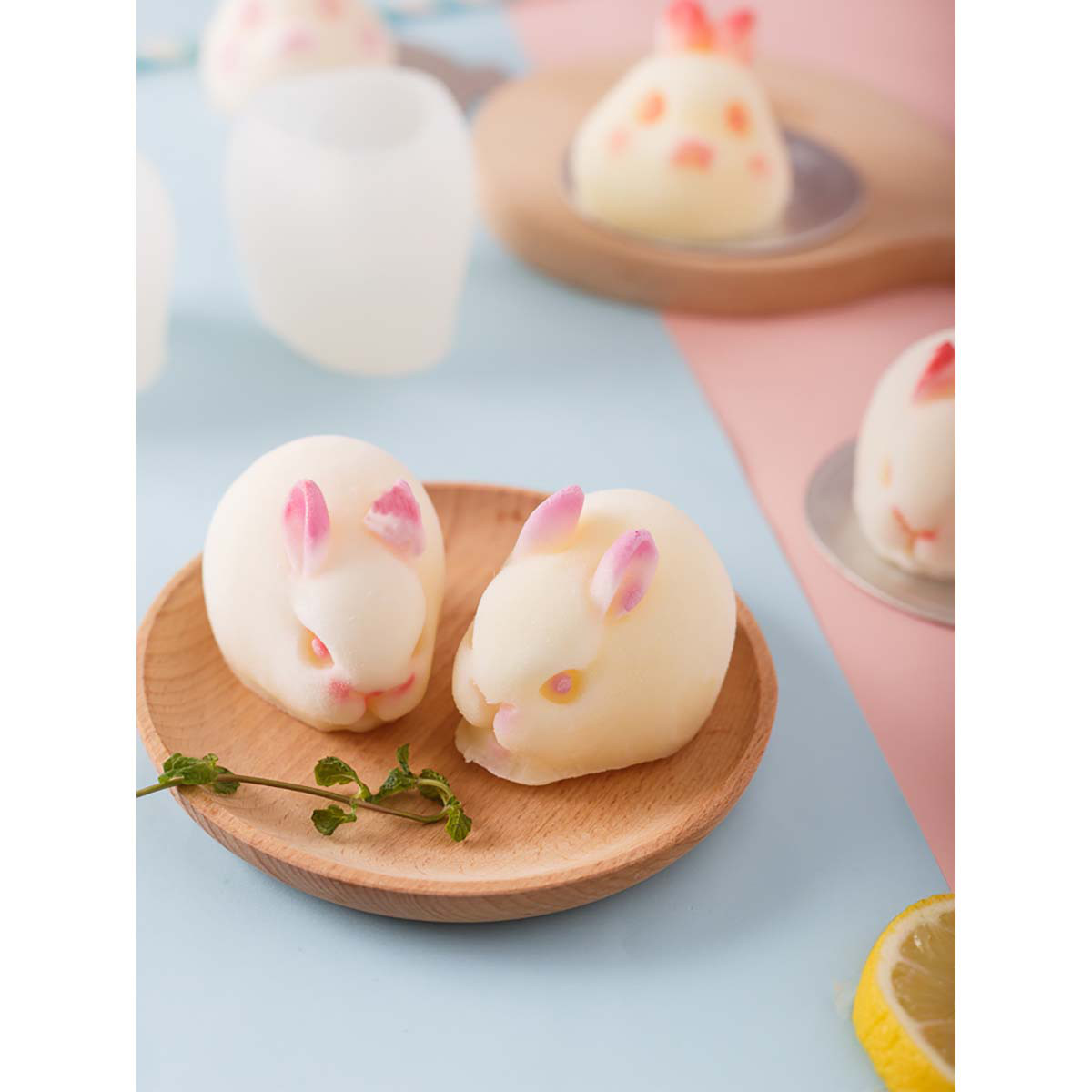 3d兔子奶冻模具小兔子果冻硅胶布丁磨具小白兔玉兔蛋糕