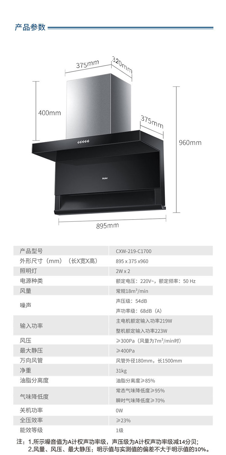 haier顶侧双吸18立方抽油烟机大吸力顶吸侧吸双吸七字