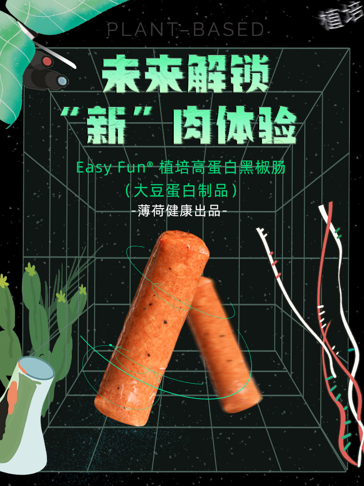 薄荷健康高蛋白黑椒肠植物肉植培豆干制品休闲健身零食素肉