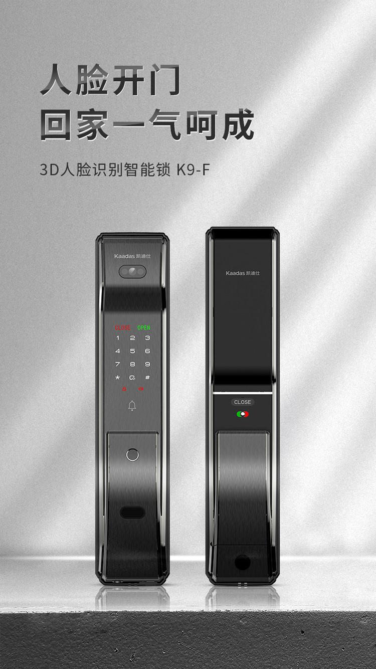 凯迪仕智能锁k9-f指纹锁3d人脸识别密码锁家用防盗门电子门锁app