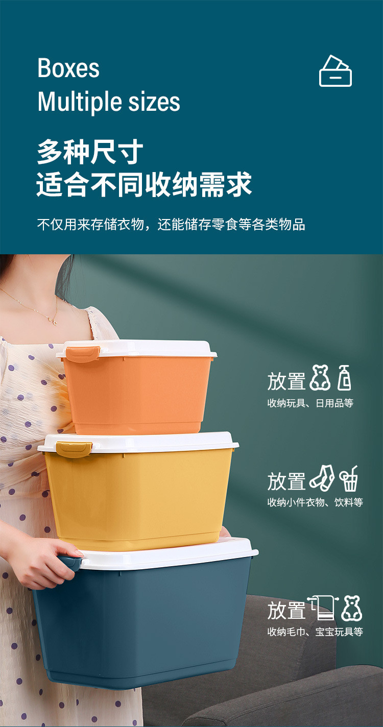 收纳箱收纳盒整理箱特大号宿舍家用装衣服衣物储物箱玩具塑料箱子