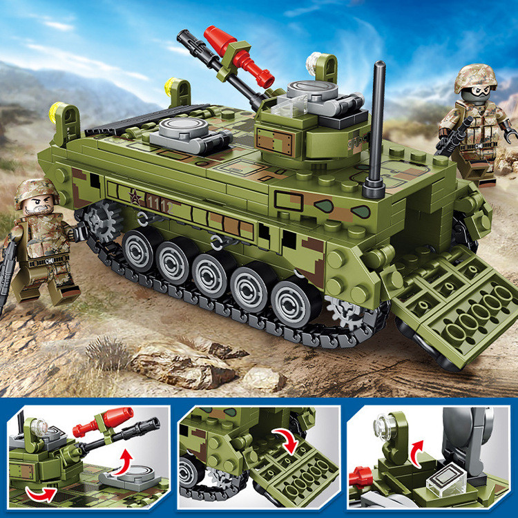 兼容乐高积木坦克二战吃鸡军事85式装甲车8男孩6动脑10岁拼装玩具