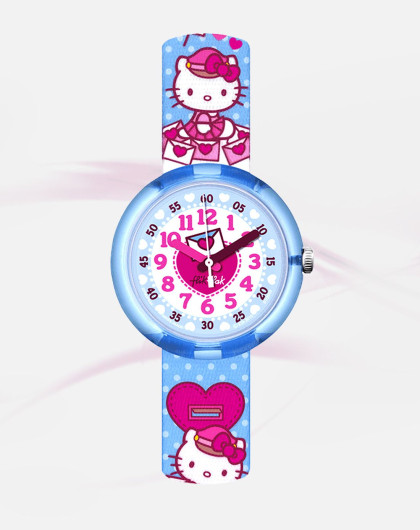 swatch 卡通儿童系列石英表粉红凯蒂猫