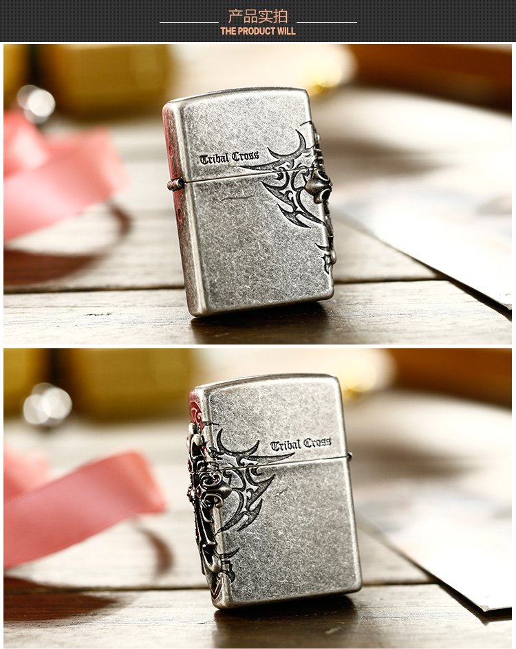 zippo 圣天使十字架-古银贴章常规机