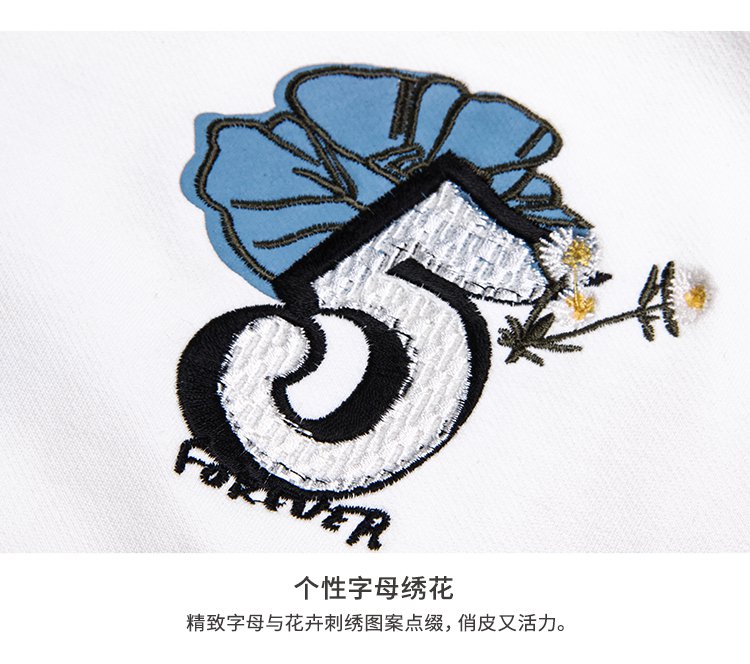 2018春装新款宽松韩版绣花字母圆领套头无帽卫衣女