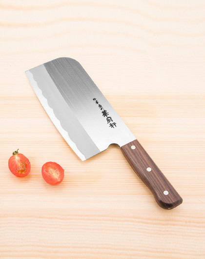 日本进口 18cm天然木柄不锈钢 家用厨房刀具切肉刀 砍骨刀切菜刀