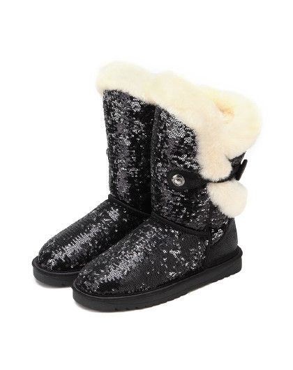 时尚休闲闪片圆头女雪地靴