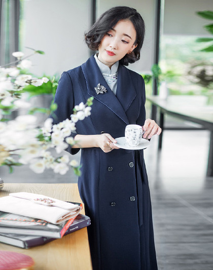 弦歌2019春季修身显瘦新款搭配旗袍外搭外套风衣女式大衣