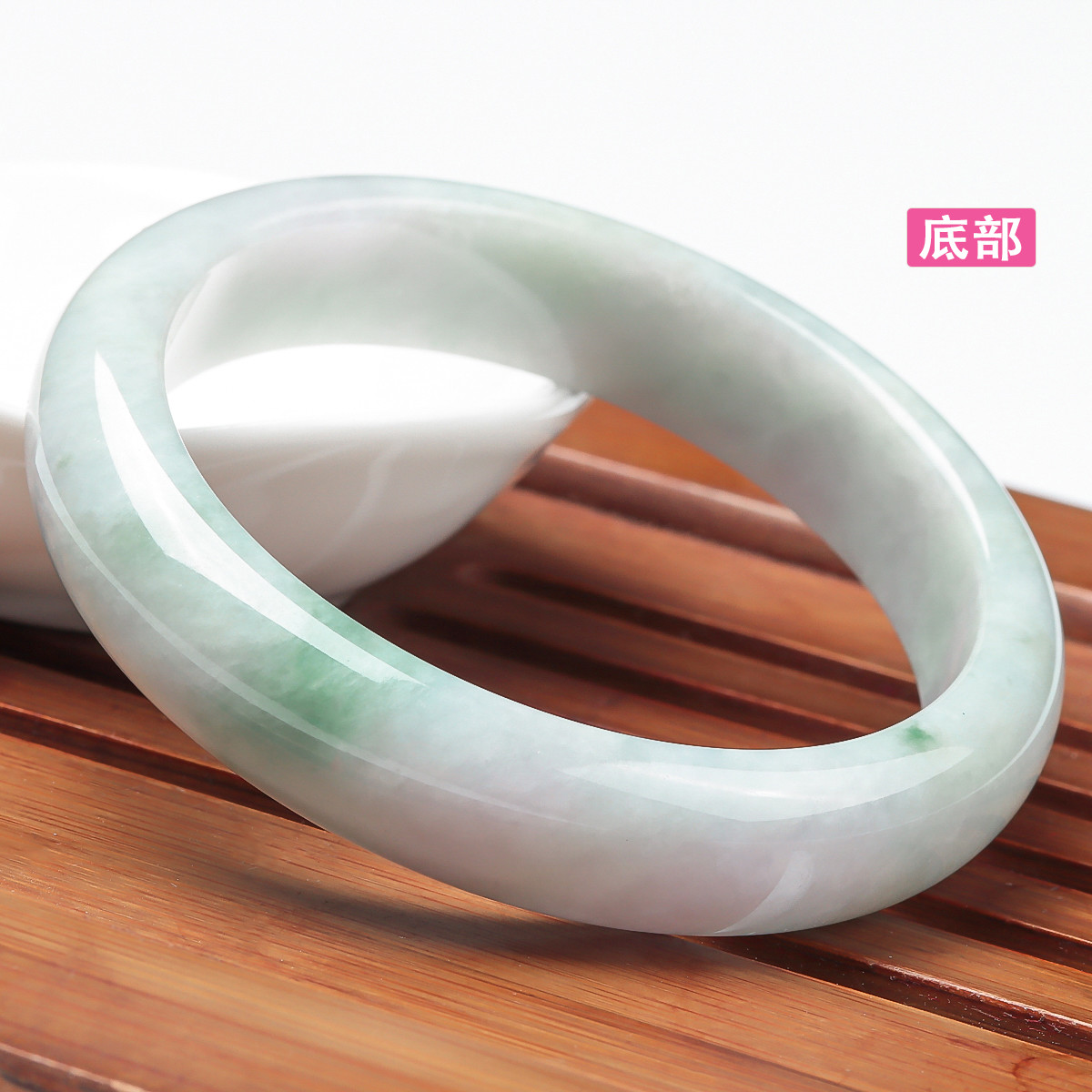 紫气东来 天然冰糯种浅色春带彩翡翠手镯/玉手镯/玉镯多款可选