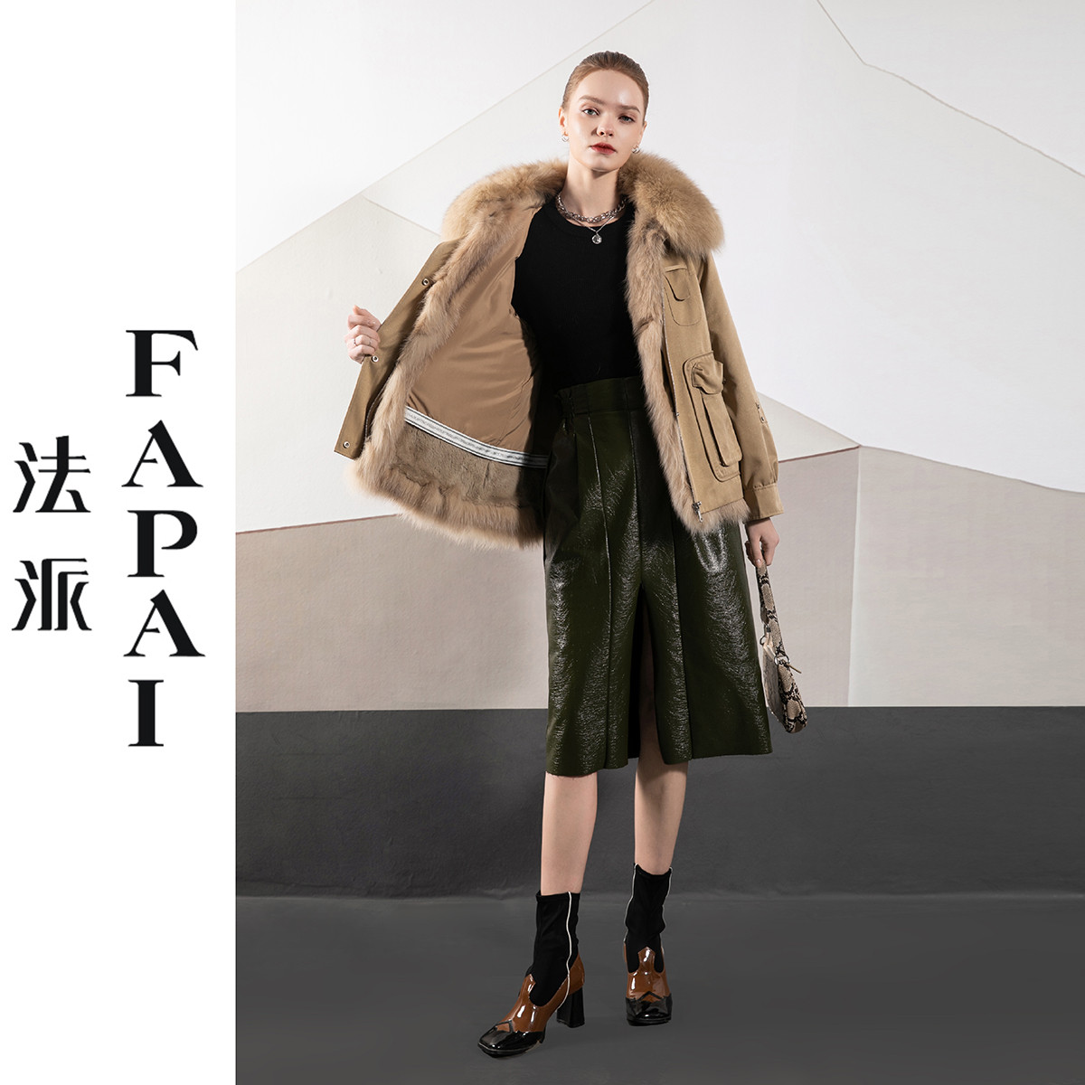 狐狸毛领可拆卸俏皮百搭中淑皮草外套派克服女