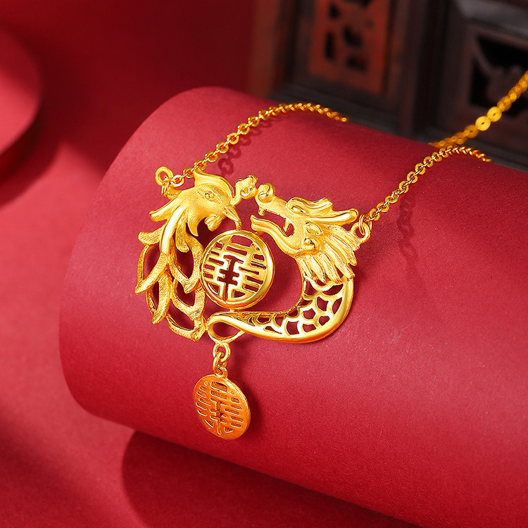 黄金婚嫁龙凤结婚三金项链婚礼物婚嫁系列