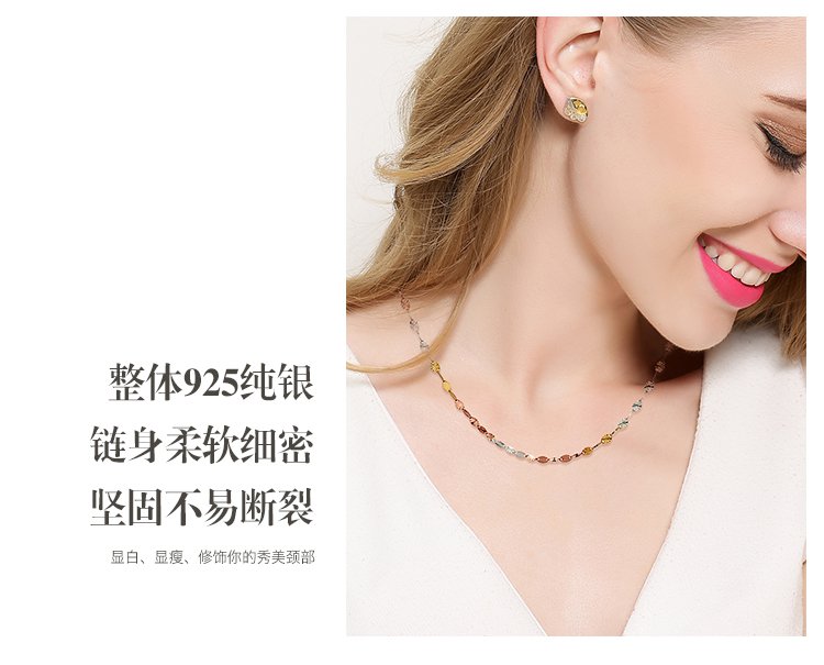意大利.925银简约米字/瓦片链/银项链 秋冬款