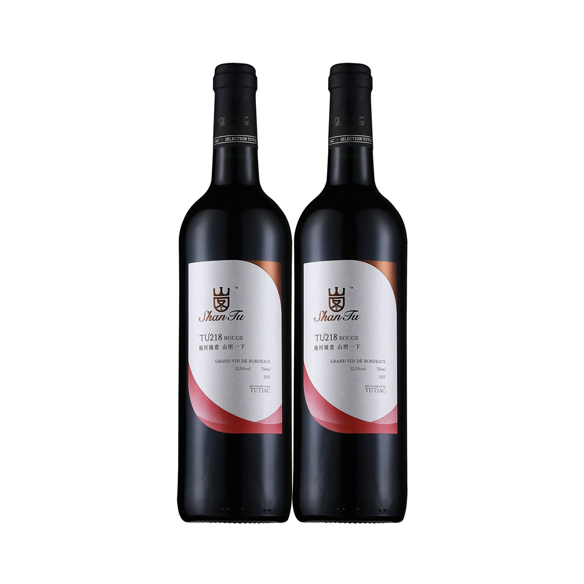 法国原瓶原装进口红酒 山图aop葡萄酒tu218(750ml*2瓶)