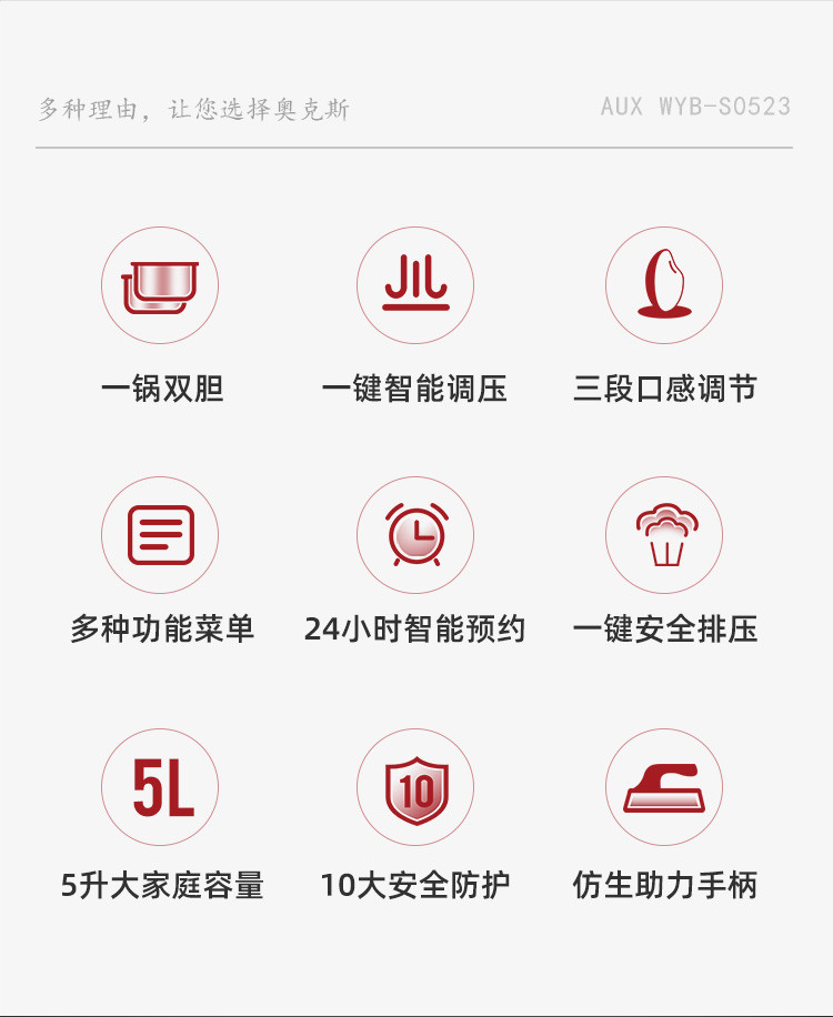 【aux特卖节一锅双胆 】电高压锅家用智能预约压力锅