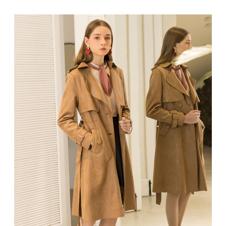 2020春季春装外套流行时尚气质棕色风衣女长袖中长款