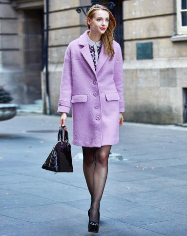 紫色巴黎风潮挺括大衣