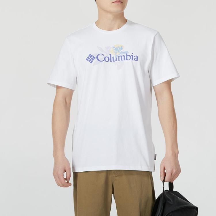 Columbia 圆领短袖户外男装上衣休闲舒适透气针织运动t恤 In White