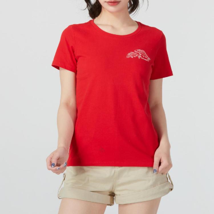 Columbia 圆领短袖户外女装上衣休闲舒适透气运动t恤 In Red