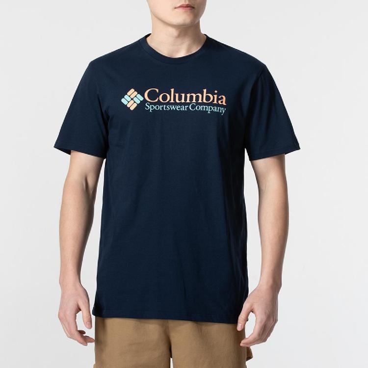 Columbia 2024年户外圆领短袖男装上衣休闲舒适运动t恤 In Blue