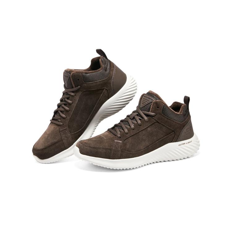 斯凯奇 【舒适保暖】男鞋男士加绒休闲鞋轻运动休闲鞋短绒中帮鞋男款冬