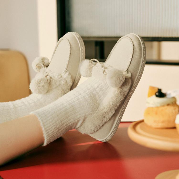 斯凯奇 【加绒保暖】女鞋休闲鞋乐福鞋浅口单鞋柔软舒适蝴蝶结冬季